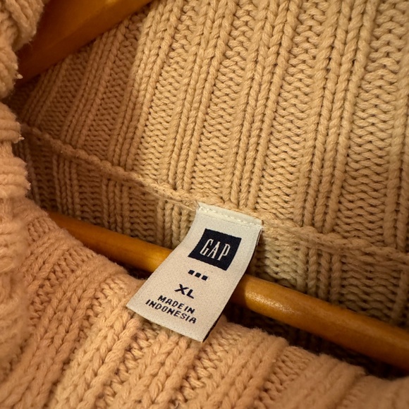 GAP Turtleneck Sweater 100% Cotton Chunky Rib Knit Vintage Y2K Women's XL Beige - Picture 6 of 8